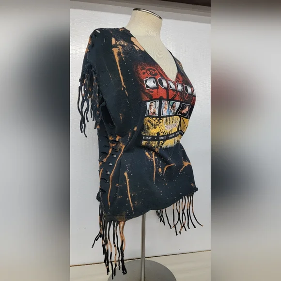 Kansas Rock Band Fringe Shred Concert Tee Upcycled - Picture 6 of 14